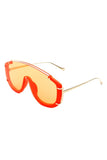 Oversize Round Half Frame Fashion Sunglasses