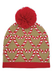 Holiday Candy Cane Pattern Knit Beanie Hat