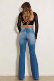 HIGH RISE DISTRESSED FLARE JEANS