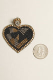 Black and Gold Heart Seed Beaded Post Earrings