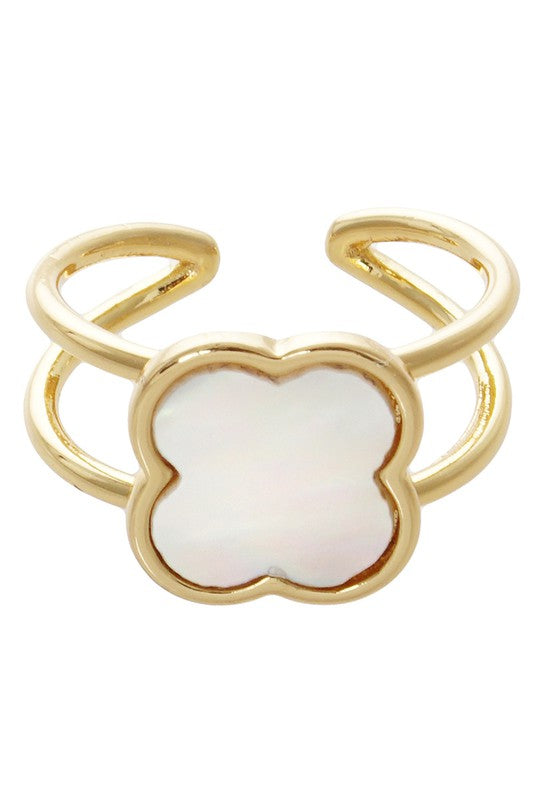 Gold-Dipped Clover Adjustable Ring