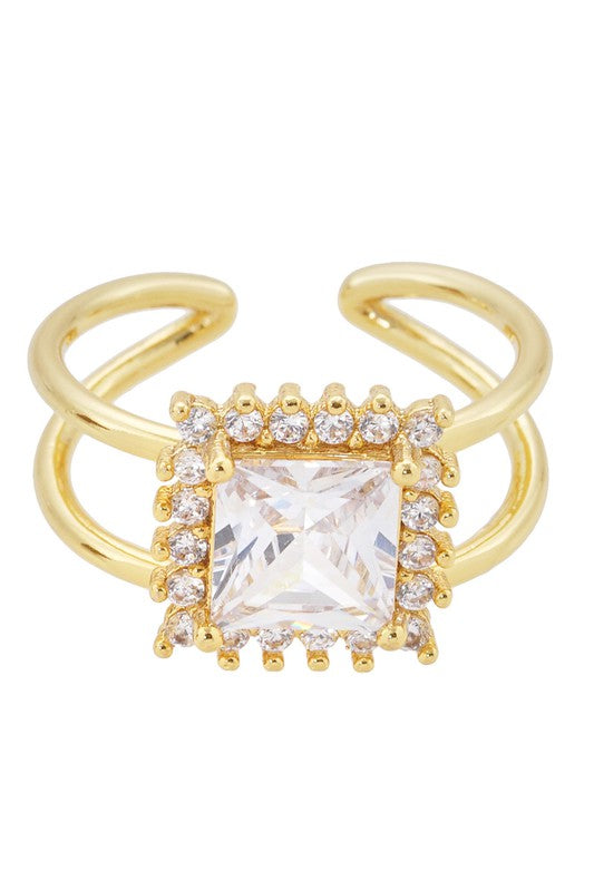 CZ Gold-Dipped Cubic Adjustable Ring