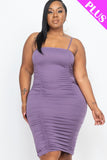 Plus Size Front&Back Double Ruched Dress