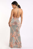 Printed halter maxi dress