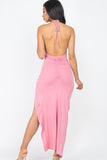 Ruched Open Back Maxi Valentines day Dress