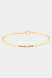Baseball Mom Brass Thin Metal Hook Bracelet