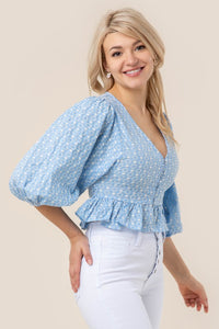 Puff sleeved peplum blouse