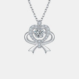 Moissanite 925 Sterling Silver Bow & Heart Necklace