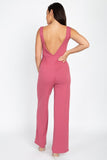 Front Tie Solid Sleeveless Jumpsuit