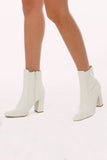 Women's Faux Leather Chunky Heel Ankle Booties