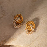 18K Gold-Plated Stainless Steel Square Earrings