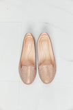 Forever Link Rhinestone Round Toe Flats in Rose Gold