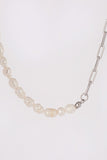 Natural pearl chain bracelet, necklace set   sil
