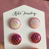 Hot Pink Mermaid Earrings Set - MeriMeriShop