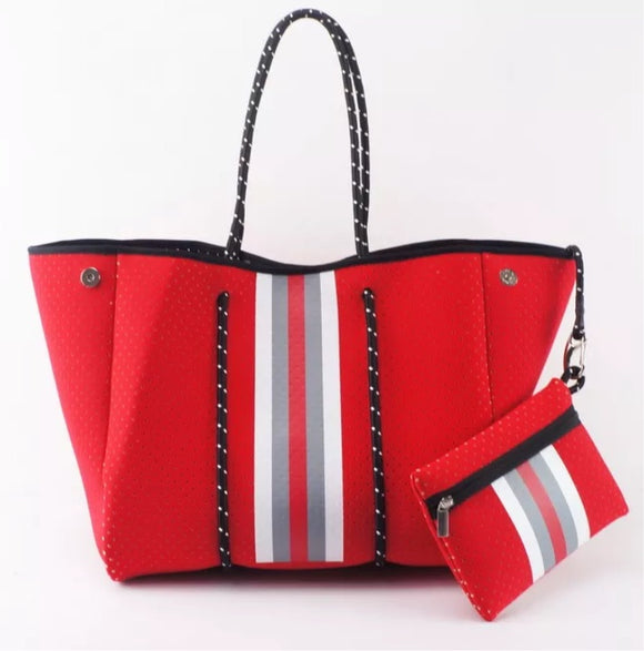 Red Stripes Waterproof Carry All Bag - MeriMeriShop