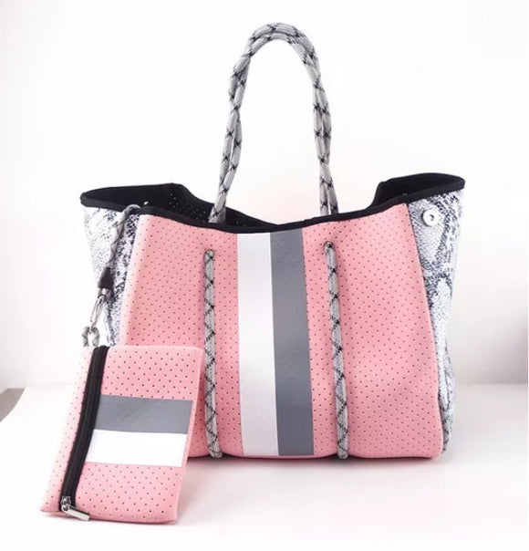 Pink/Snake Print Waterproof Carry All Bag - MeriMeriShop