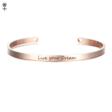 Rose Gold Custom Laser Engraved Positive Inspirational Quote Bangles Cuff Mantra Bracelets Anniversary Gifts for women SL-009 - MeriMeriShop