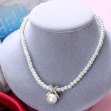 MINHIN Imitation Pearl Chokers Necklace White/Black Beads Rhinestone Ribbon Necklaces & Pendants Statement Necklace For Women - MeriMeriShop