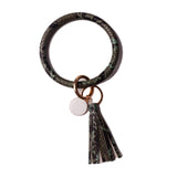 Rainbery New Fashion Multiful Tassel Keychain Enamel PU Leather O Key Chain Monogram Circle Wristlet Keychain For Women Girls - MeriMeriShop