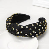 Vintage Thick Fabric With Rhinestone Knotted Hairband Knot Headband Hair Accessories Hair Jewelry - MeriMeriShop