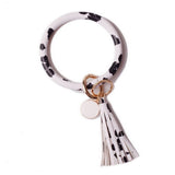 Rainbery New Fashion Multiful Tassel Keychain Enamel PU Leather O Key Chain Monogram Circle Wristlet Keychain For Women Girls - MeriMeriShop