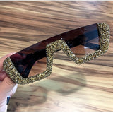 Square Luxury Sunglasses women Brand Designer Ladies Oversized rhinestone Sunglasses Men Half Frame eyeglasses For Female UV400 - MeriMeriShop
