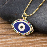 Luxury Blue Cubic Zirconia Evil Eye Necklace For Women Rainbow  Crystal Rhinestone Pendant Necklace Best Party Birthday Gift - MeriMeriShop