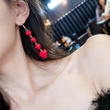 Fashion Elegant Red Black Plush Ball Drop Earrings/Pearl Long Earrings Gift for Wedding Party - MeriMeriShop