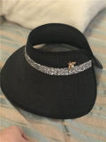 Summer shiny  diamond  ribbon without  straw lady sun  cap women leisure holiday beach hat - MeriMeriShop