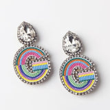 European and American fashion embroidery rhinestone earrings female mixed color ear clip ear pierced earrings 771 - MeriMeriShop