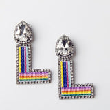 European and American fashion embroidery rhinestone earrings female mixed color ear clip ear pierced earrings 771 - MeriMeriShop