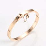 Stainless Steel Luxury Fashion Jewelry Set Gold Women Bangle Bracelet Flower Charm Finger Rings For Men Women Jewelry Set Gift - MeriMeriShop