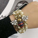 Luxury Handmade Elastic Pearl Bee  Bracelet Bangle Jewelry For Women Party Gift - MeriMeriShop