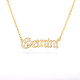 Zircon Necklace 12 Constellation Zodiac Crystal English Letter Jewelry Gold Chain Alphabet Choker Necklace For Women BFF - MeriMeriShop