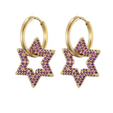 trendy star charm round hoop earrings for women cubic zircon bling geometric gold color hoop earring pendientes top quality - MeriMeriShop