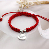 Hand Braided Lucky Red String Bracelets Fashion Bangle Mom Font Pendant Mother's Day Gift Jewelry Bracelet - MeriMeriShop