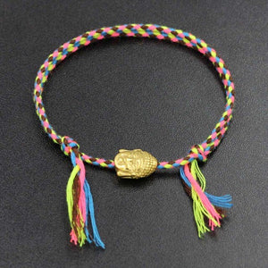 Handmde Rope Stainless Steel Buddha Bracelets Tibetan Buddhist Lucky Woven Amulet Tibet Cord Bangles For Women Men - MeriMeriShop