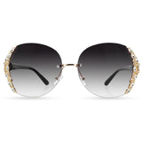 Rimless gradient fashion sunglasses brand designer Big Frame Rhinestone sunglasses  Oversize oculos de sol feminino - MeriMeriShop