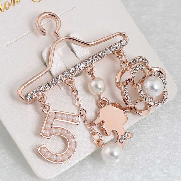 Fashion Brooch Pin Generous Pearl letter Brooch Pin Scarf Pin Top Fashion N5 Brooch For Women - MeriMeriShop