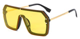 Oversize Square Sunglasses Women Letter Mirror Coating Fashion One Pieces Red Green Sun Glasses for Men - MeriMeriShop