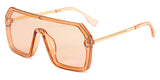 Oversize Square Sunglasses Women Letter Mirror Coating Fashion One Pieces Red Green Sun Glasses for Men - MeriMeriShop